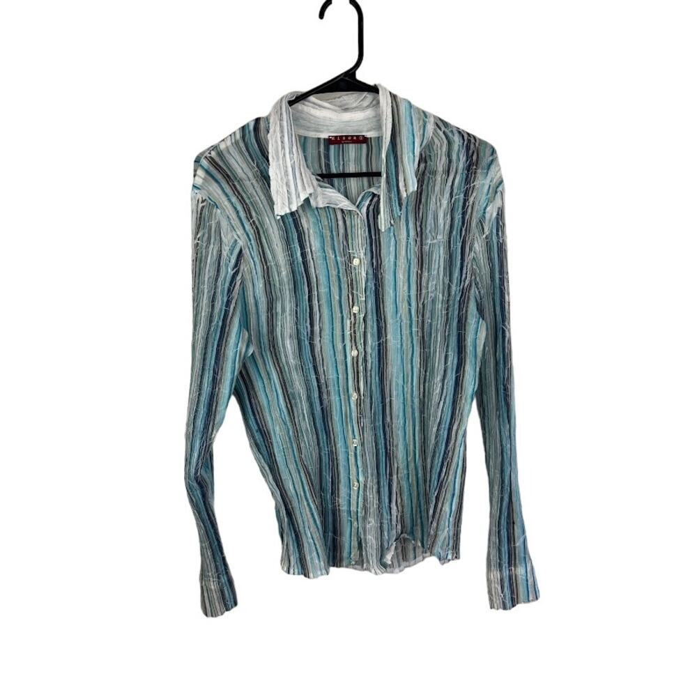 Kisca by komarov striped collared button up long sleeve shirt size 3 US: L